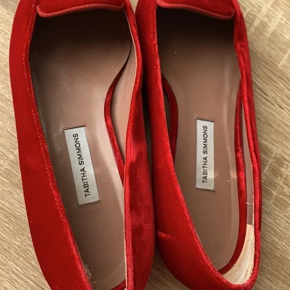 Tabitha Simmons Alexa Red Velvet Pointed Flats size 6.5 - Picture 8 of 10